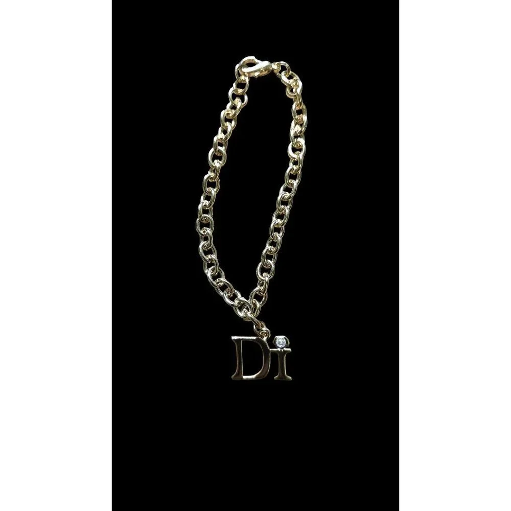 Diamonds International Gold Chain Bracelet "Di" Charm Vintage Y2K 7 inches - Picture 1 of 5